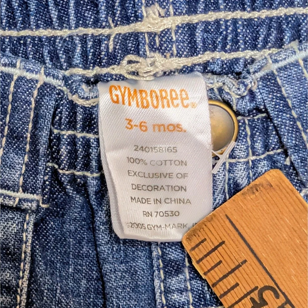 Vintage Gymboree Elephant 2005 Denim Double Knee Blue Jeans Infant 3-6 months